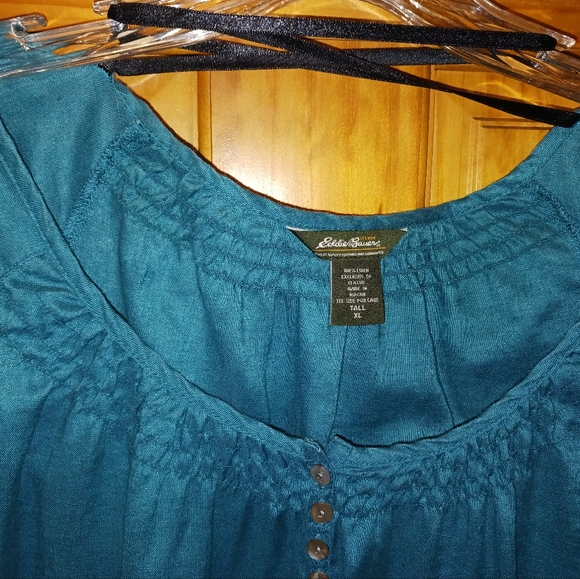 Eddie Bauer Teal Green 3/4 Sleeve linen Tunic NWOT XL tall - Picture 3 of 8